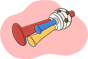 Вувузела (a vuvuzela) - цей пластиковий яскраво розфарбований ріг (a horn) став символом чемпіонату світу 2010 року, який проходив в ПАР